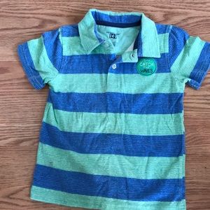 Boys size 4T green and blue striped polo shirt